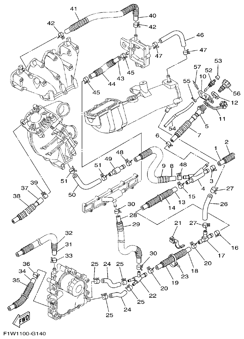 Yamaha FX1800A-H(6S51)F1W7 EXHAUST 2 parts diagram